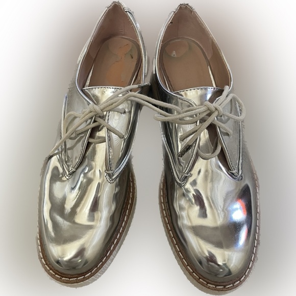 Zara Silver Platform Loafer Shoe SZ38 - Picture 3 of 4